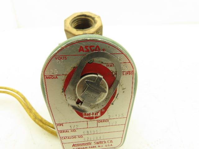 Asco AD12-25 Brass Solenoid Angle Valve 2-Way 1/2"NPT 120V  Lot of 2