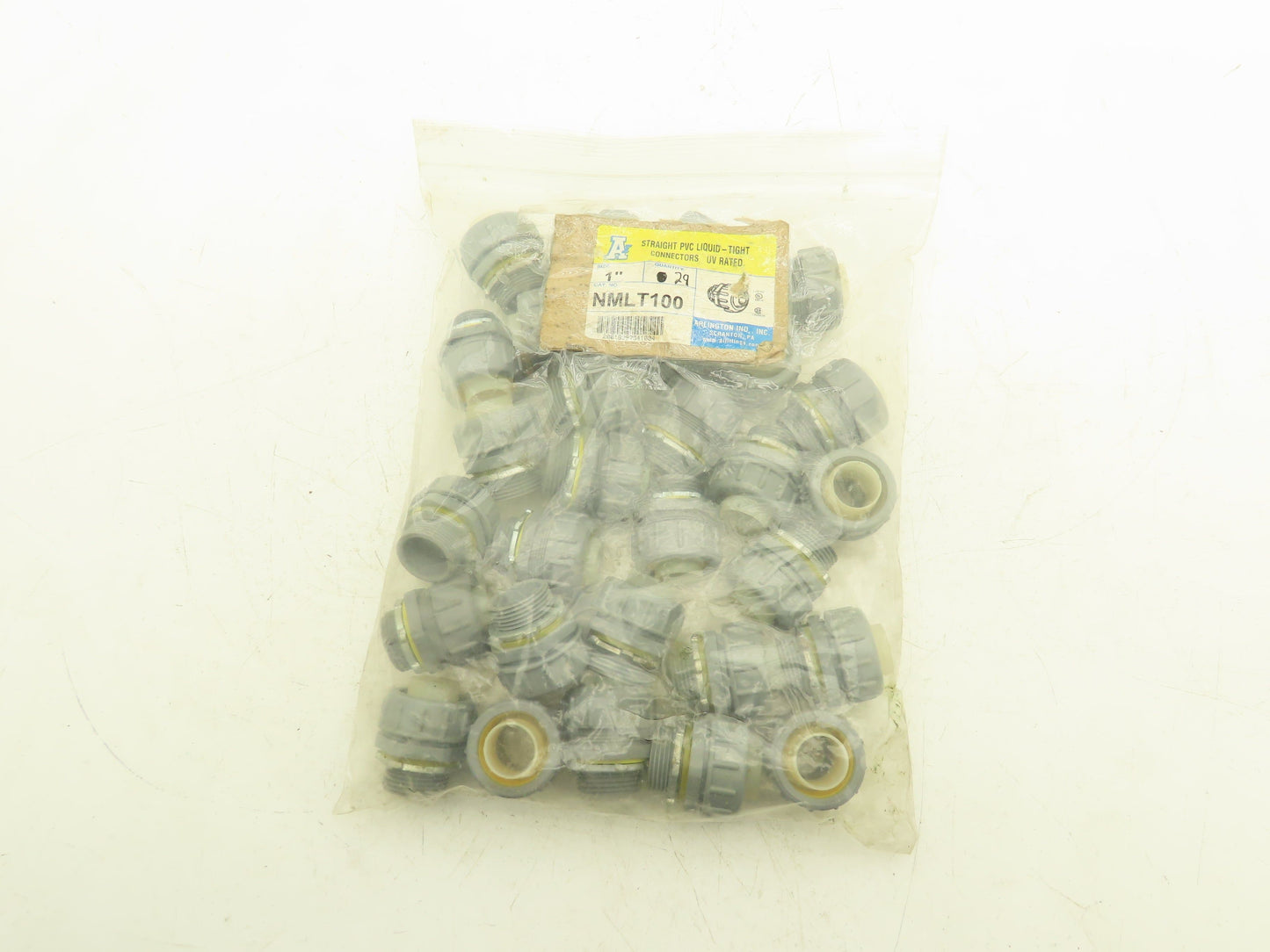 Arlington NMLT100  1" Straight Non-Metallic PVC Connector Liquid Tight Lot of 29