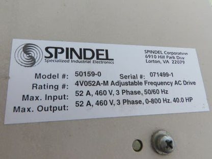 Spindel 50159-0 Master AC Motor Drive 40HP 460V 52A 800hz