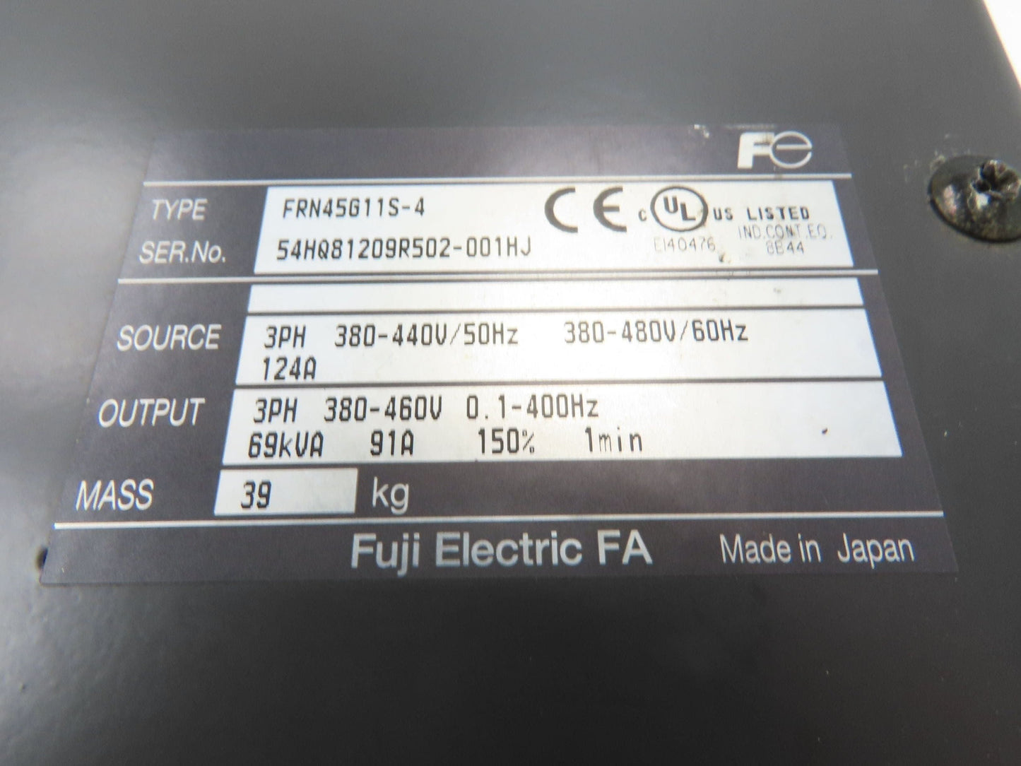 Fuji FRN45G11S-4 Frenic 5000G11 AC Drive 69kVa 480V 91A 3Ph