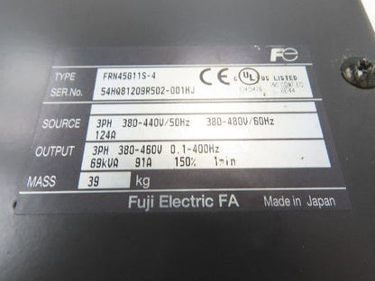 Fuji FRN45G11S-4 Frenic 5000G11 AC Drive 69kVa 480V 91A 3Ph