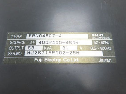 Fuji FRN045G7-4 Frenic 5000G7 AC Drive 69kVa 480V 91A 3Ph