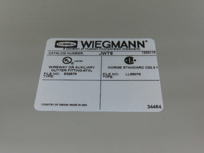 Wiegmann JWT6 6"x6" Wireway Tee Feed-Through NEMA 12 Hoffman
