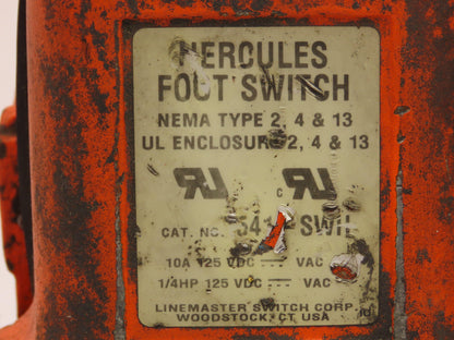 Linemaster Foot Pedal Switch Shield 120/240V Orange Lot of 6