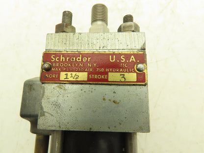 Schrader Pneumatic Solenoid Control Hydraulic/Air Cylinder 250/750psi 3" Stroke