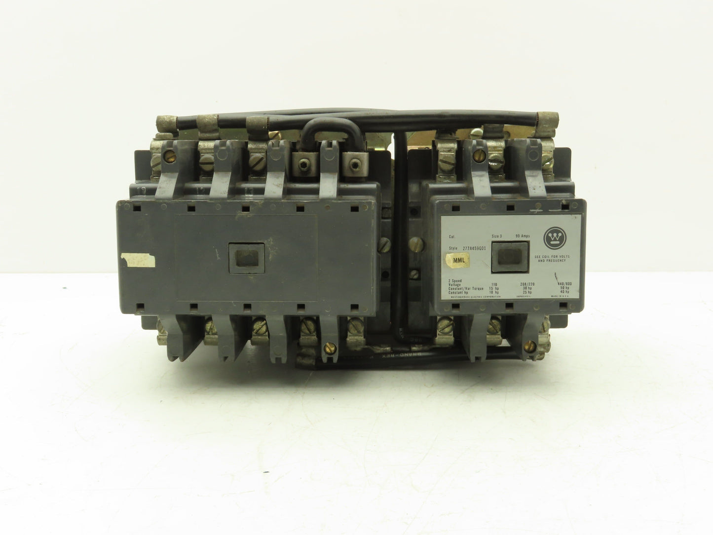 Westinghouse 277A459G01 Motor Starter 600V 90A 50 Hp 110V Coil 6 Pole 2 Speed