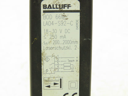 Balluff BOD 66M-LA04-S92-C Photoelectric Distance Sensor 18-30VDC Sn=200-2000mm