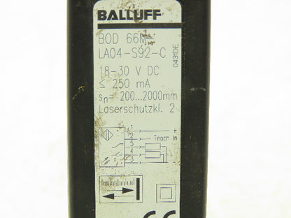 Balluff BOD 66M-LA04-S92-C Photoelectric Distance Sensor 18-30VDC Sn=200-2000mm