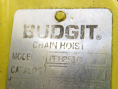 Budgit BEH2516 1/4 Ton Electric Chain Hoist 20' Lift 16 FPM 460 Volt 3PH Tested