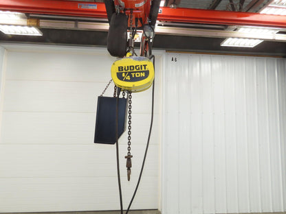 Budgit BEH2516 1/4 Ton Electric Chain Hoist 20' Lift 16 FPM 460 Volt 3PH Tested