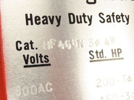 Westinghouse HF-466N Safety Disconnect Switch 600A 600V Fused 3 Pole 4 W 500hp
