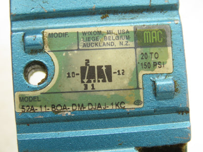 MAC 52A-11-BOA-DM-DJAJ-1KC Pneumatic Solenoid Valve 120vAC 2.9W Lot of 5+1