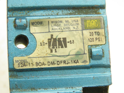 MAC 52A-11-BOA-DM-DJAJ-1KC Pneumatic Solenoid Valve 120vAC 2.9W Lot of 5+1
