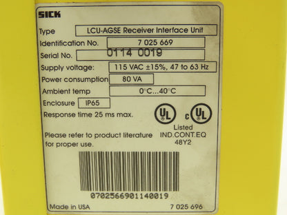 Sick LCU-AGSE Safety Sensor Receiver Interface Unit Woodhead 42939 Connector