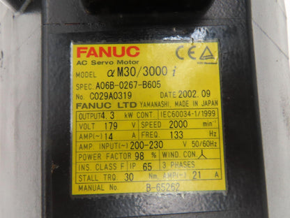Fanuc A06B-0267-B605 AC Servo Motor M30/3000  - Encoder A860-2014-T301