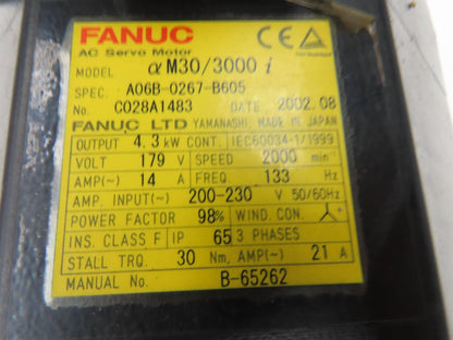 Fanuc A06B-0267-B605 AC Servo Motor M30/3000  - Encoder A860-2014-T301