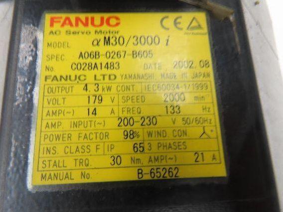 Fanuc A06B-0267-B605 AC Servo Motor M30/3000  - Encoder A860-2014-T301
