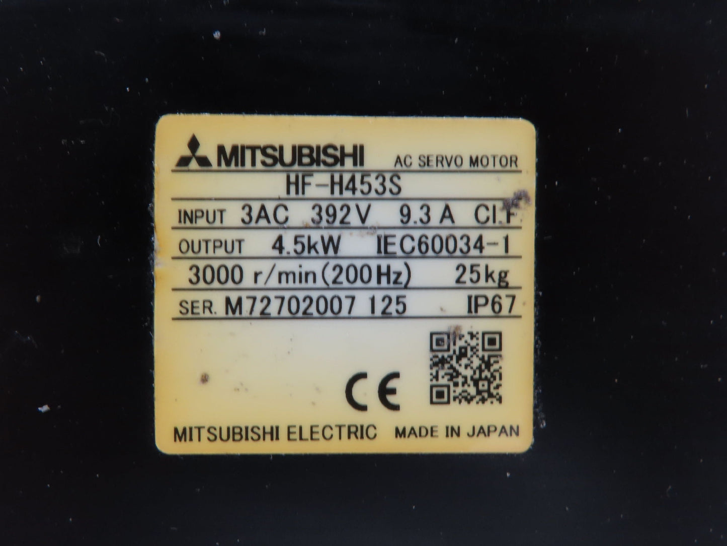 Mitsubishi HF-H453S AC Servo Motor 4.5kW 392V 3PH 3000rpm -Encoder OSA166S5NA