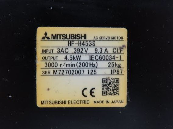 Mitsubishi HF-H453S AC Servo Motor 4.5kW 392V 3PH 3000rpm -Encoder OSA166S5NA