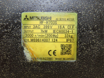 Mitsubishi HF-H703S AC Servo Motor 7kW 399V 3PH 3000rpm -Encoder OSA166S5NA