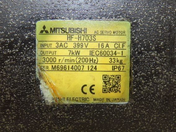 Mitsubishi HF-H703S AC Servo Motor 7kW 399V 3PH 3000rpm -Encoder OSA166S5NA