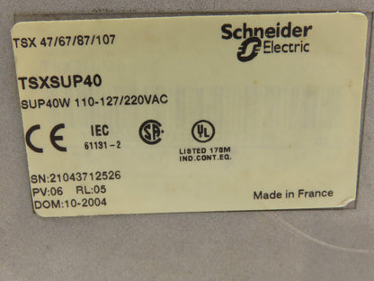 Telemecanique TSX SUP 40 Power Supply 120/240v 1Ph 60Hz In 24vDC 2A 40W Out