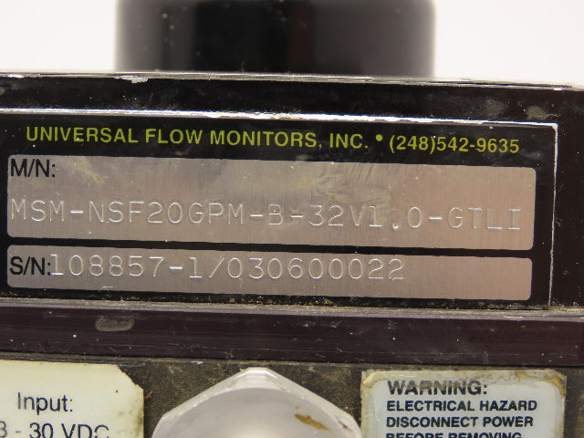Universal Flow Monitors MSM-NSF20GPM-B-32V1.0-GTLI Digital Monitor 13-30vDC