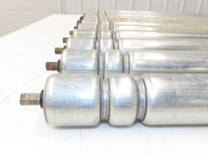 Roach Galvanized Steel Conveyor Roller 1.9" Dia 36"BF Double Groove  Lot of 12
