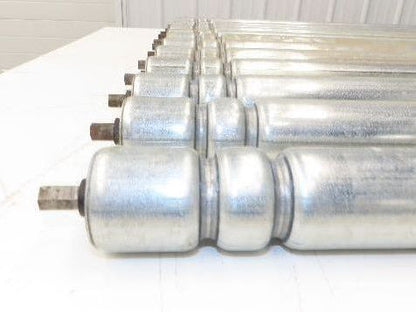 Roach Galvanized Steel Conveyor Roller 1.9" Dia 36"BF Double Groove  Lot of 12