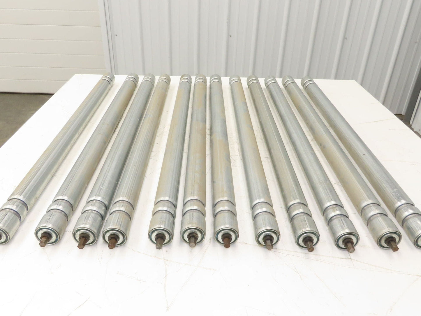 Roach Galvanized Steel Conveyor Roller 1.9" Dia 36"BF Double Groove  Lot of 12