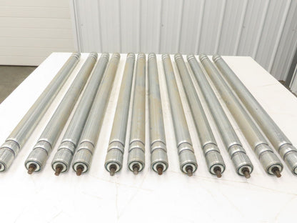 Roach Galvanized Steel Conveyor Roller 1.9" Dia 36"BF Double Groove  Lot of 12