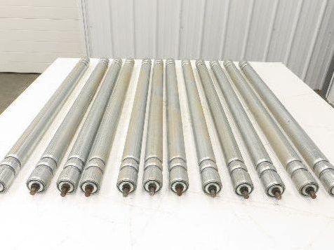 Roach Galvanized Steel Conveyor Roller 1.9" Dia 36"BF Double Groove  Lot of 12