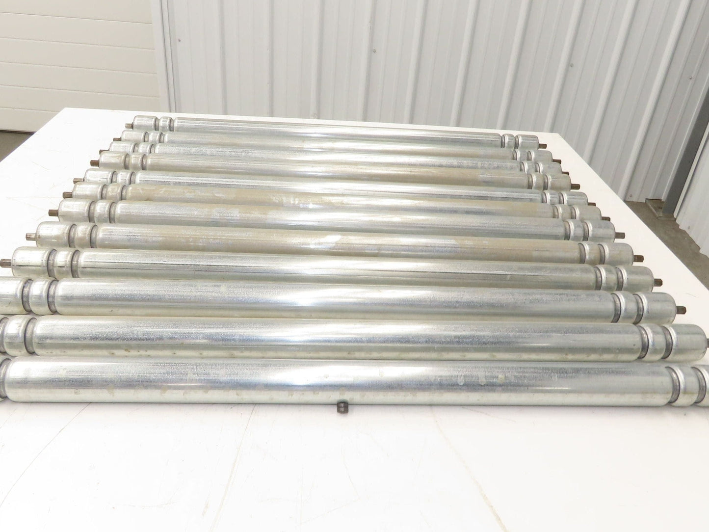 Roach Galvanized Steel Conveyor Roller 1.9" Dia 36"BF Double Groove  Lot of 12