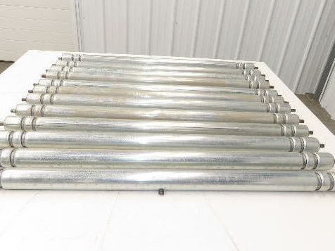 Roach Galvanized Steel Conveyor Roller 1.9" Dia 36"BF Double Groove  Lot of 12