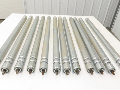 Roach Galvanized Steel Conveyor Roller 1.9" Dia 36"BF Double Groove  Lot of 12