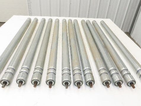 Roach Galvanized Steel Conveyor Roller 1.9" Dia 36"BF Double Groove  Lot of 12