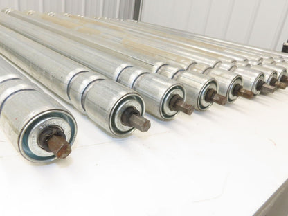Roach Galvanized Steel Conveyor Roller 1.9" Dia 36"BF Double Groove  Lot of 12