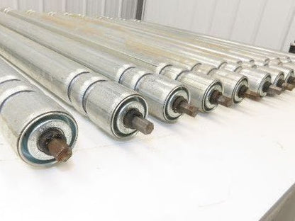 Roach Galvanized Steel Conveyor Roller 1.9" Dia 36"BF Double Groove  Lot of 12