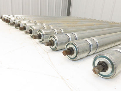 Roach Galvanized Steel Conveyor Roller 1.9" Dia 36"BF Double Groove  Lot of 12
