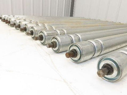 Roach Galvanized Steel Conveyor Roller 1.9" Dia 36"BF Double Groove  Lot of 12