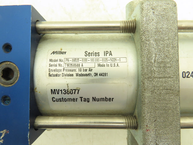 Miller IPA-89B2B-0080-100.000 Pneumatic Cylinder 80mm Bore 100mm Stroke