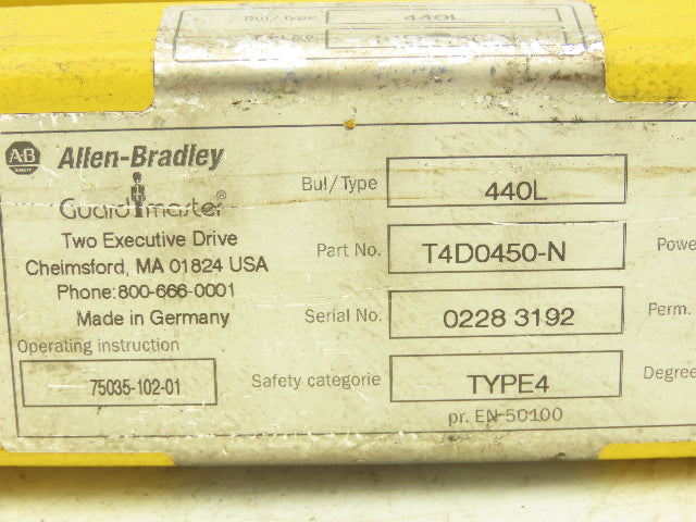 Allen Bradley 440L-T4D0450-N Light Curtain Transmitter Guardmaster POC-30