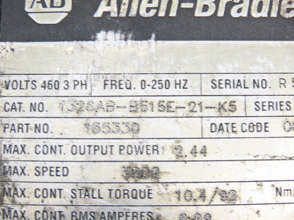 Allen Bradley 1326AB-B515E-21-K5 AC Servo Motor 2.4kW 3200 RPM 460V 3PH