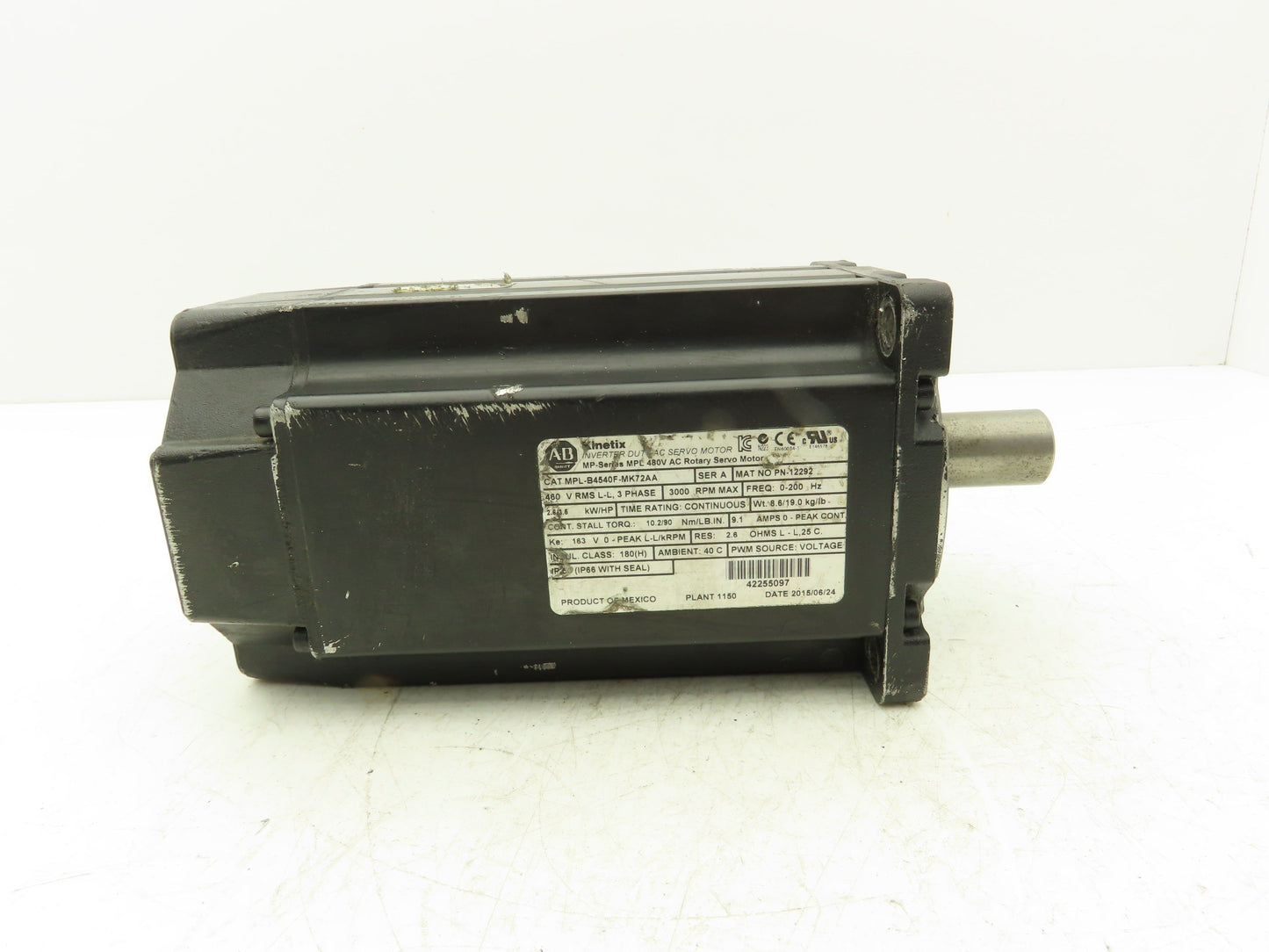 Allen Bradley MPL-B4540F-MK72AA Kinetix AC Servo Motor 3.5Hp 3000 RPM 460V 3PH