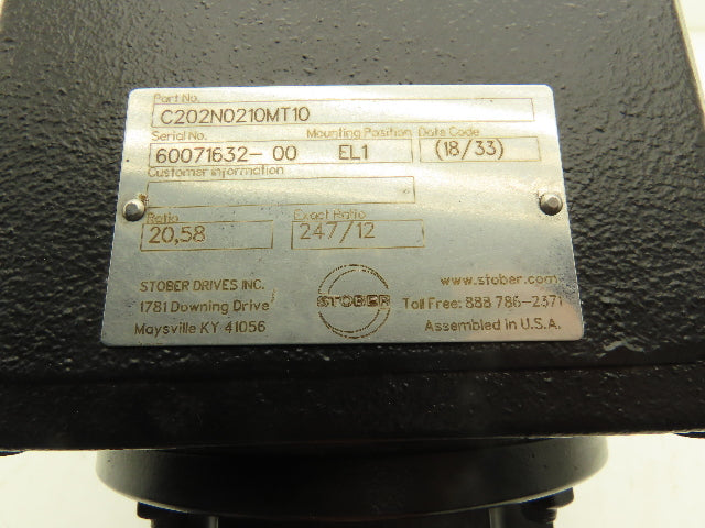 Stober C202N0210MT10 Inline Servo Gearbox 20.58 Gearhead Reducer EL1 Foot Mount