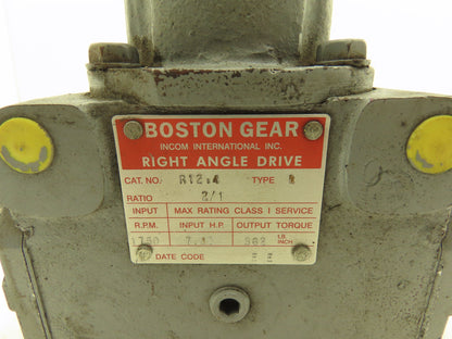 Boston Gear R1214-2-D Right Angle Drive 2:1 Gearbox 7.8Hp 875 RPM 1" Dual Shaft