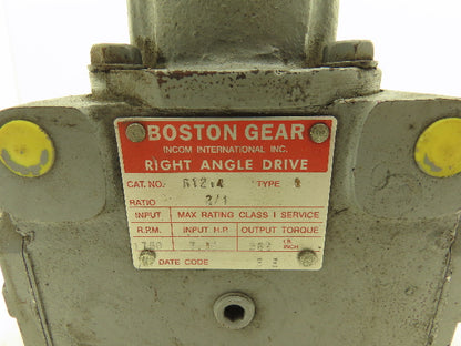 Boston Gear R1214-2-D Right Angle Drive 2:1 Gearbox 7.8Hp 875 RPM 1" Dual Shaft