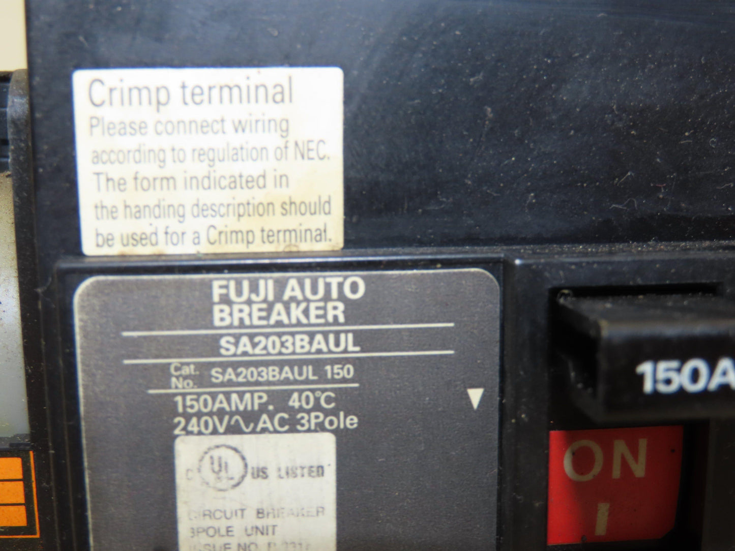 Fuji Electric SA203BAUL Circuit Breaker 150A 600VAC 250VDC