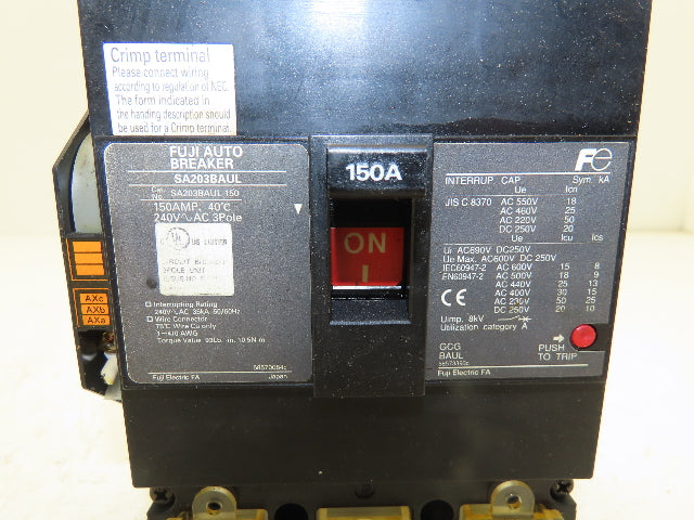 Fuji Electric SA203BAUL Circuit Breaker 150A 600VAC 250VDC