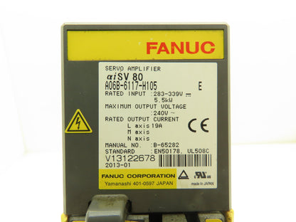 Fanuc A06B-6117-H105 Servo Drive Amplifier 5.5kW 240v 19A